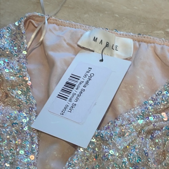 Sequin Mini Skirt size Small Champagne Sparkly Glitter Prom After Party - Picture 7 of 17